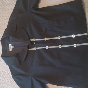 St. John‎ Sport Womens Short Sleeve Stretch Twill Full Zip Black Jacket Size Med
